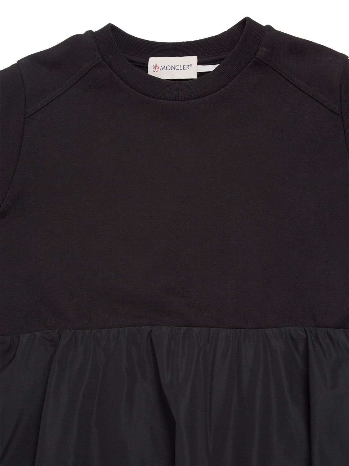 Shop Moncler Cotton Fleece Dress In Black