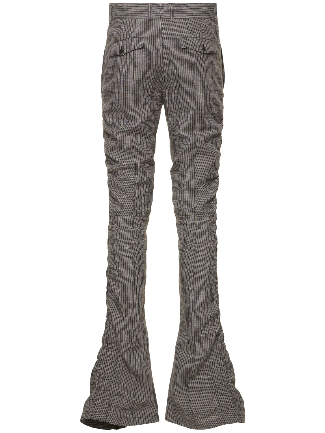 Shop Acne Studios Linen Blend Pinstriped Flared Pants In 그레이