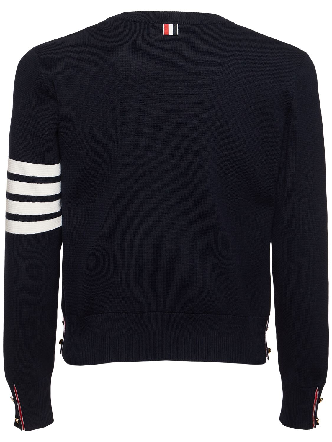 Shop Thom Browne Milano Stitch Cotton Crewneck Sweater In 네이비