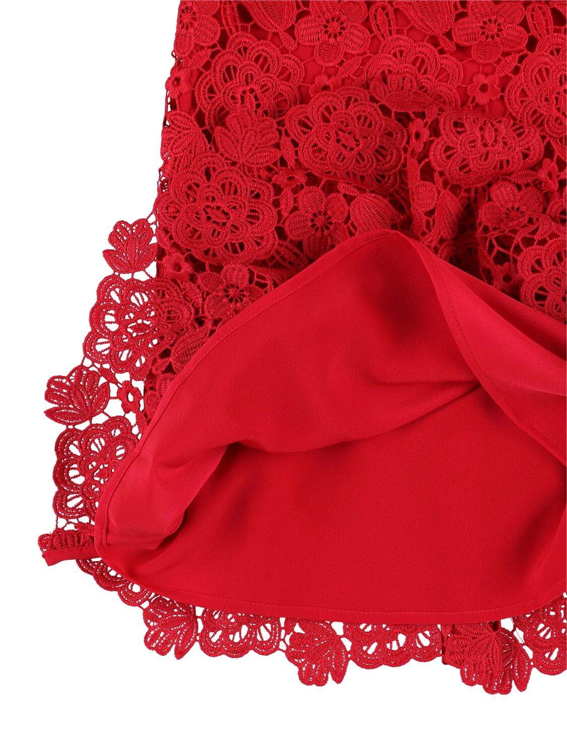 Shop Self-portrait Sleeveless Lace Dress In Red