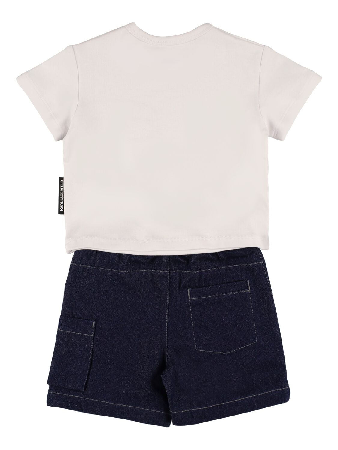 Shop Karl Lagerfeld Cotton Blend T-shirt & Denim Shorts In White,blue