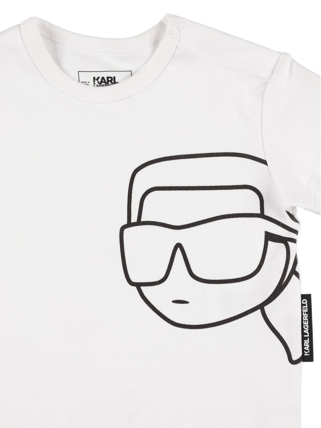Shop Karl Lagerfeld Cotton Blend T-shirt & Denim Shorts In White,blue