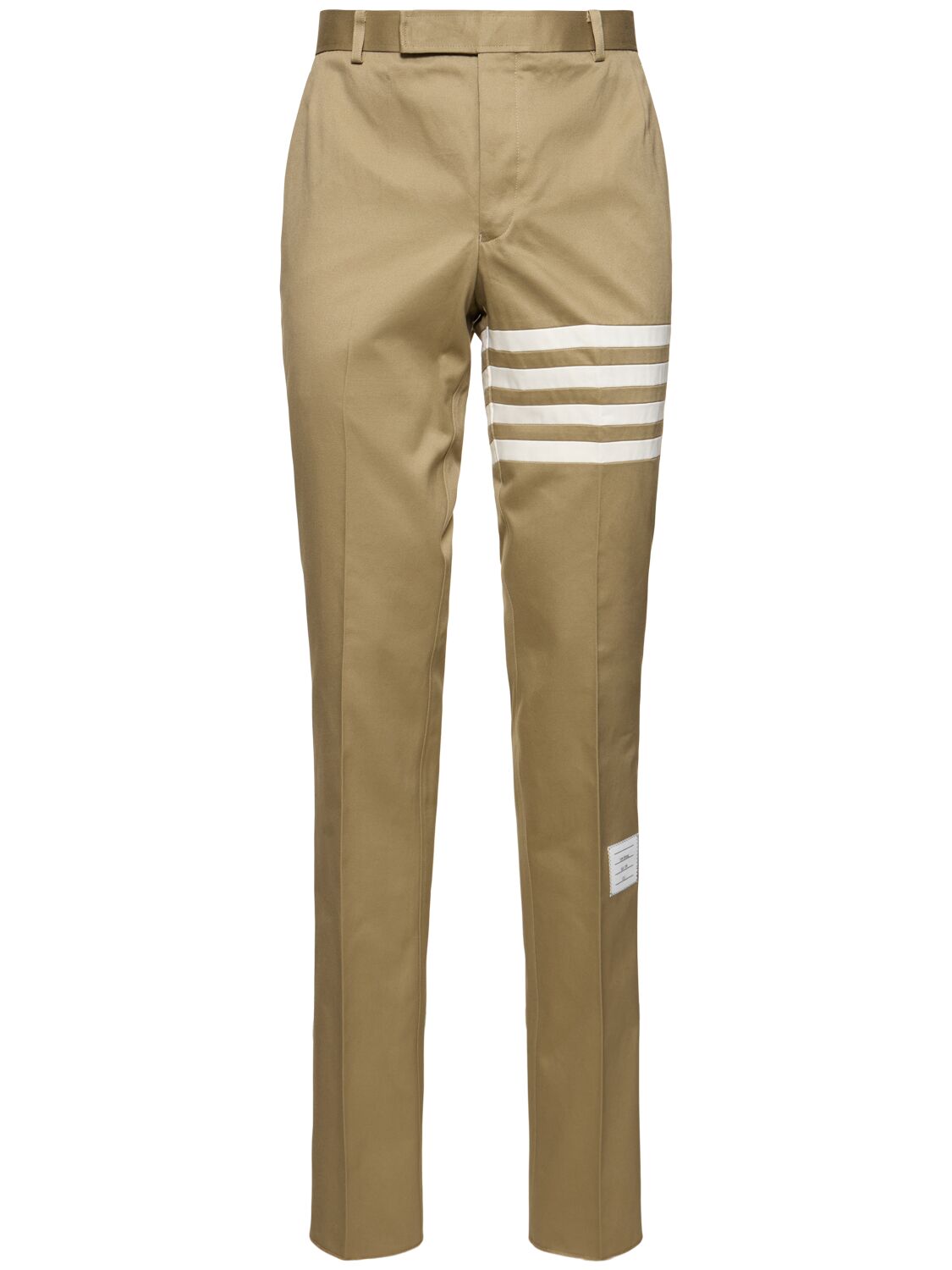 Thom Browne Logo Cotton Straight Pants In Camel