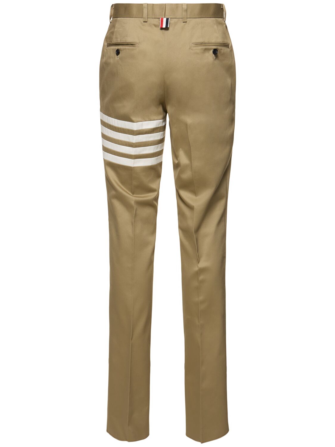 Shop Thom Browne Logo Cotton Straight Pants In Camel