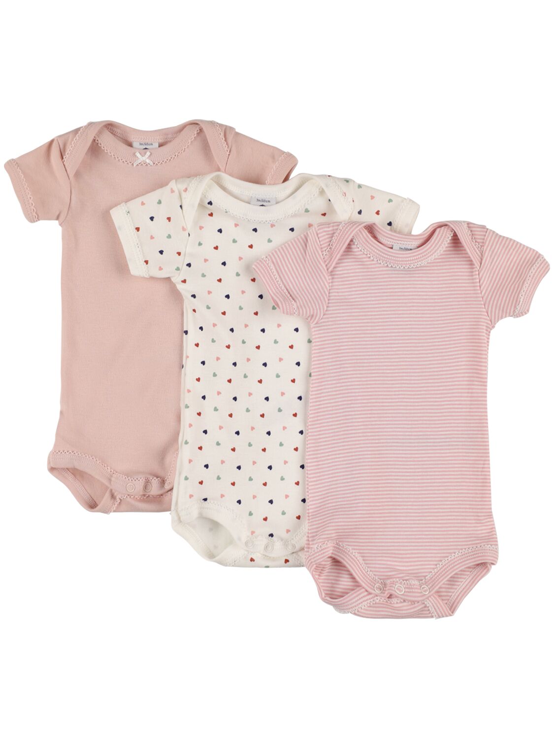 Petit Bateau Babies' Set Of 3 Printed Cotton Bodysuits In Multicolor