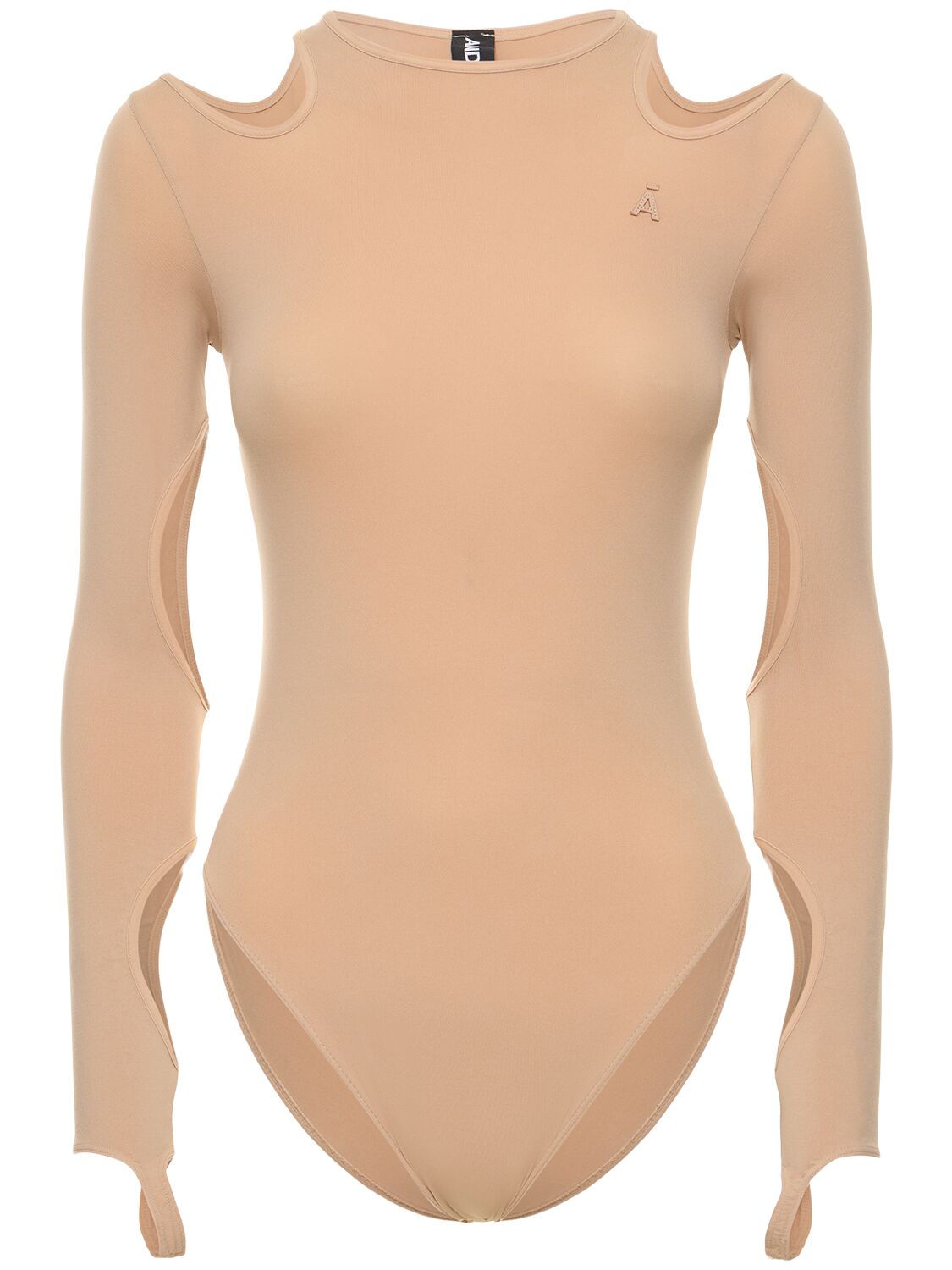 Andreädamo Sculpting Jersey Cutout Bodysuit In Nude 001