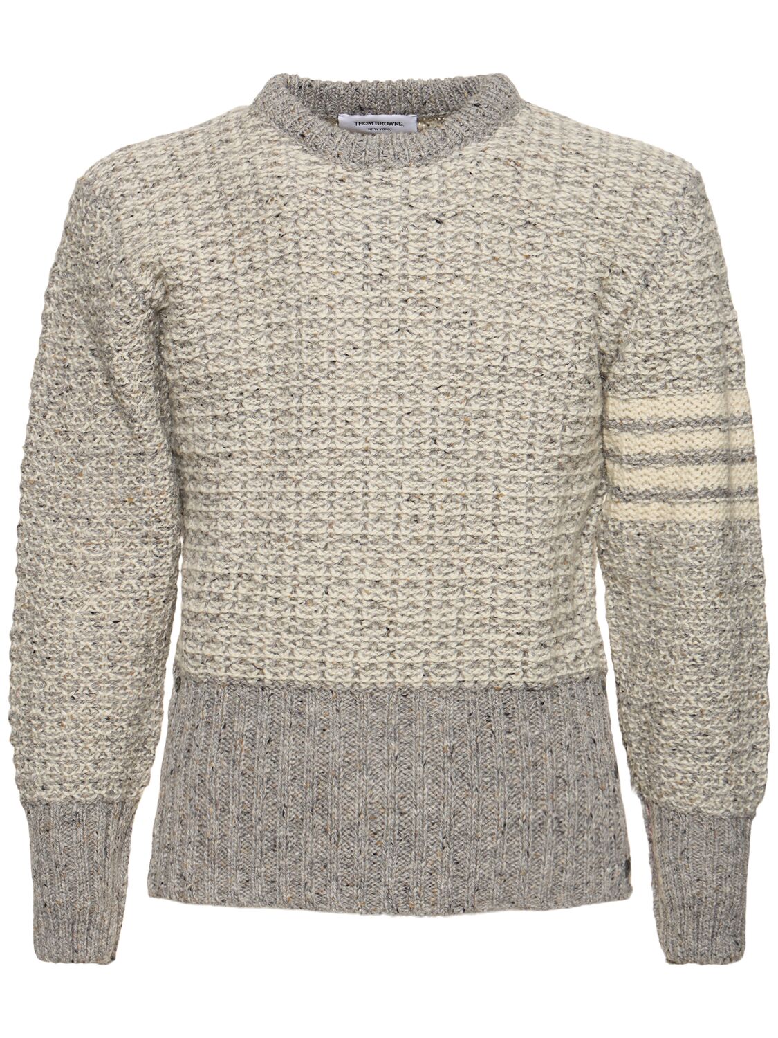 Shop Thom Browne Wool Classic Crewneck Sweater In Lt Grey