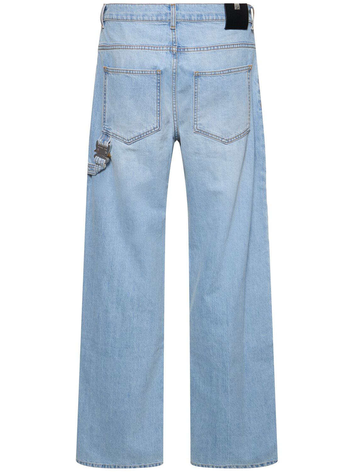 Shop Alyx Wide Denim Jeans W/buckle In Blue