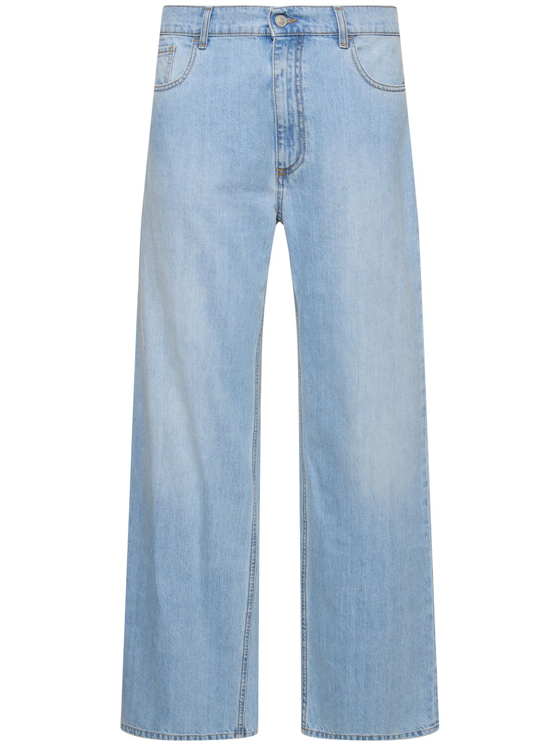 Wide Denim Jeans W/buckle
