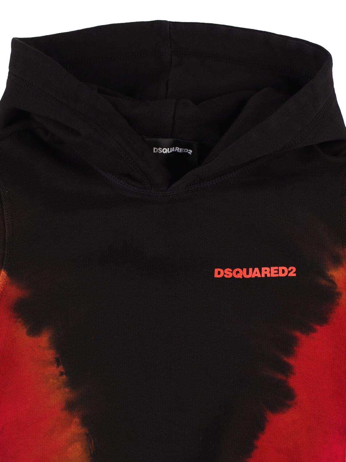 Shop Dsquared2 Printed Cotton Hooded Sweatshirt In Black
