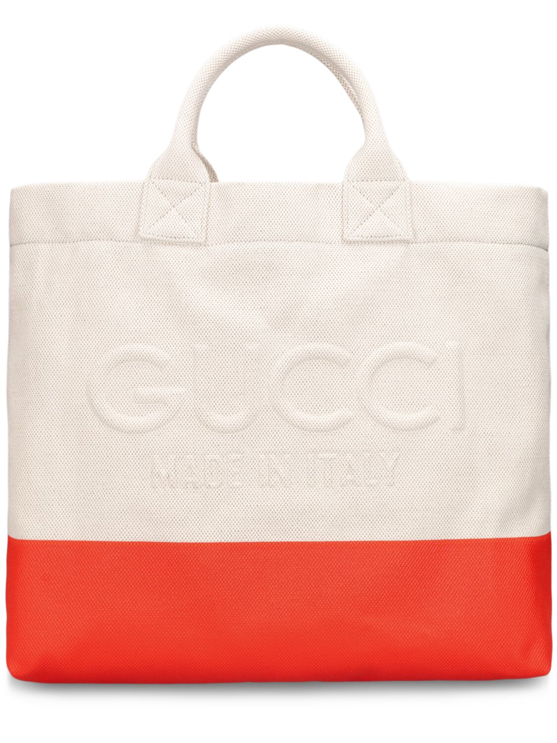 Gucci Cabas Small Bicolor Cotton Tote Bag In Natural,orange