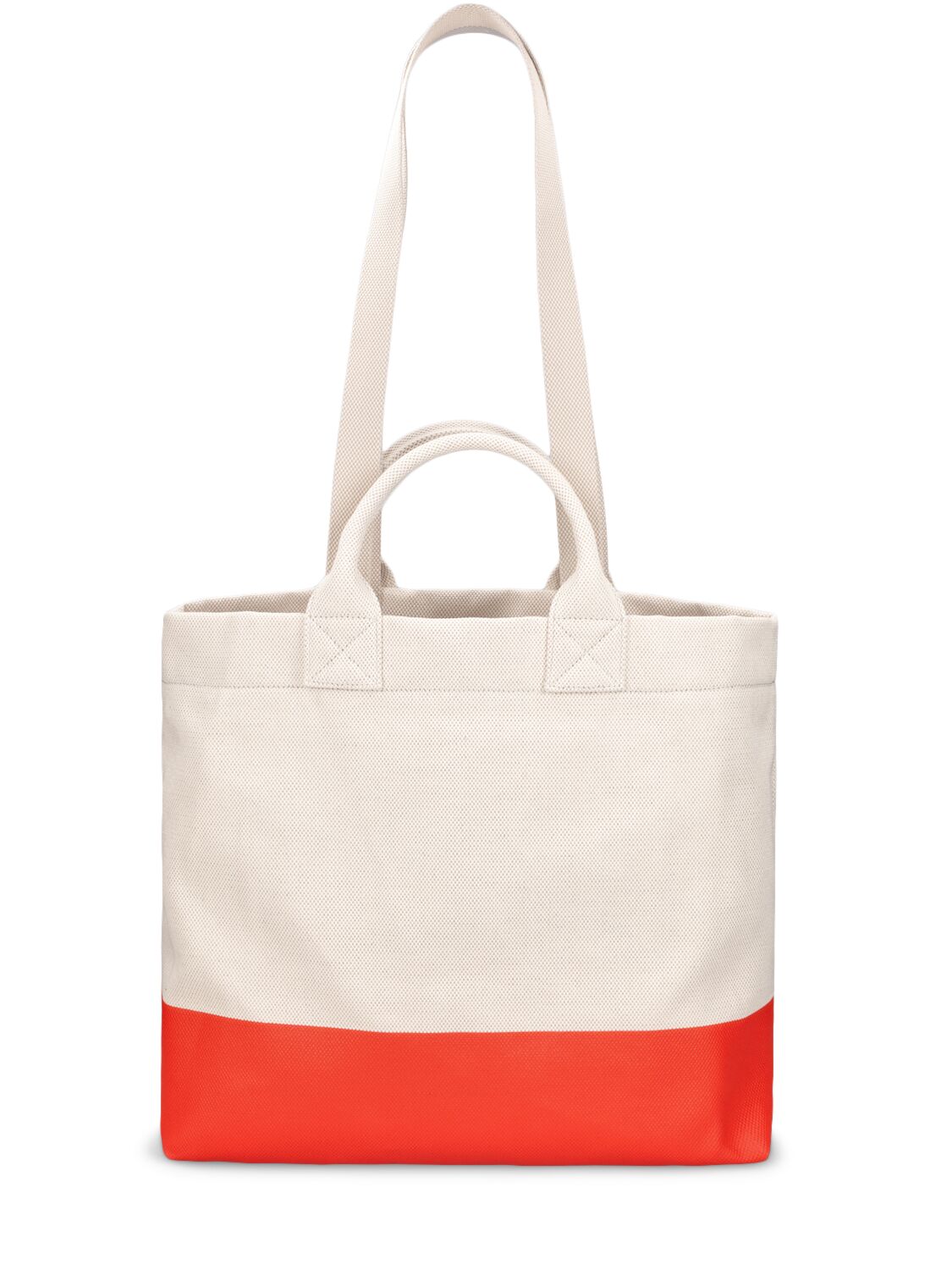 Shop Gucci Cabas Small Bicolor Cotton Tote Bag In Natural,orange