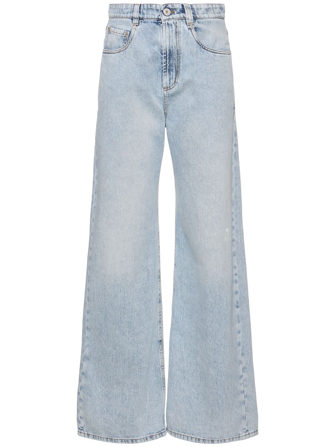 Brunello Cucinelli Denim Wide Jeans In Light Blue