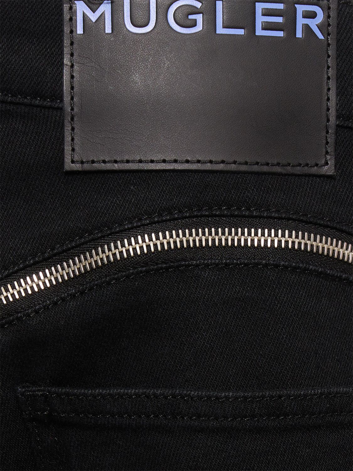 Shop Mugler Baggy Cotton Denim Zipped Jeans In Black