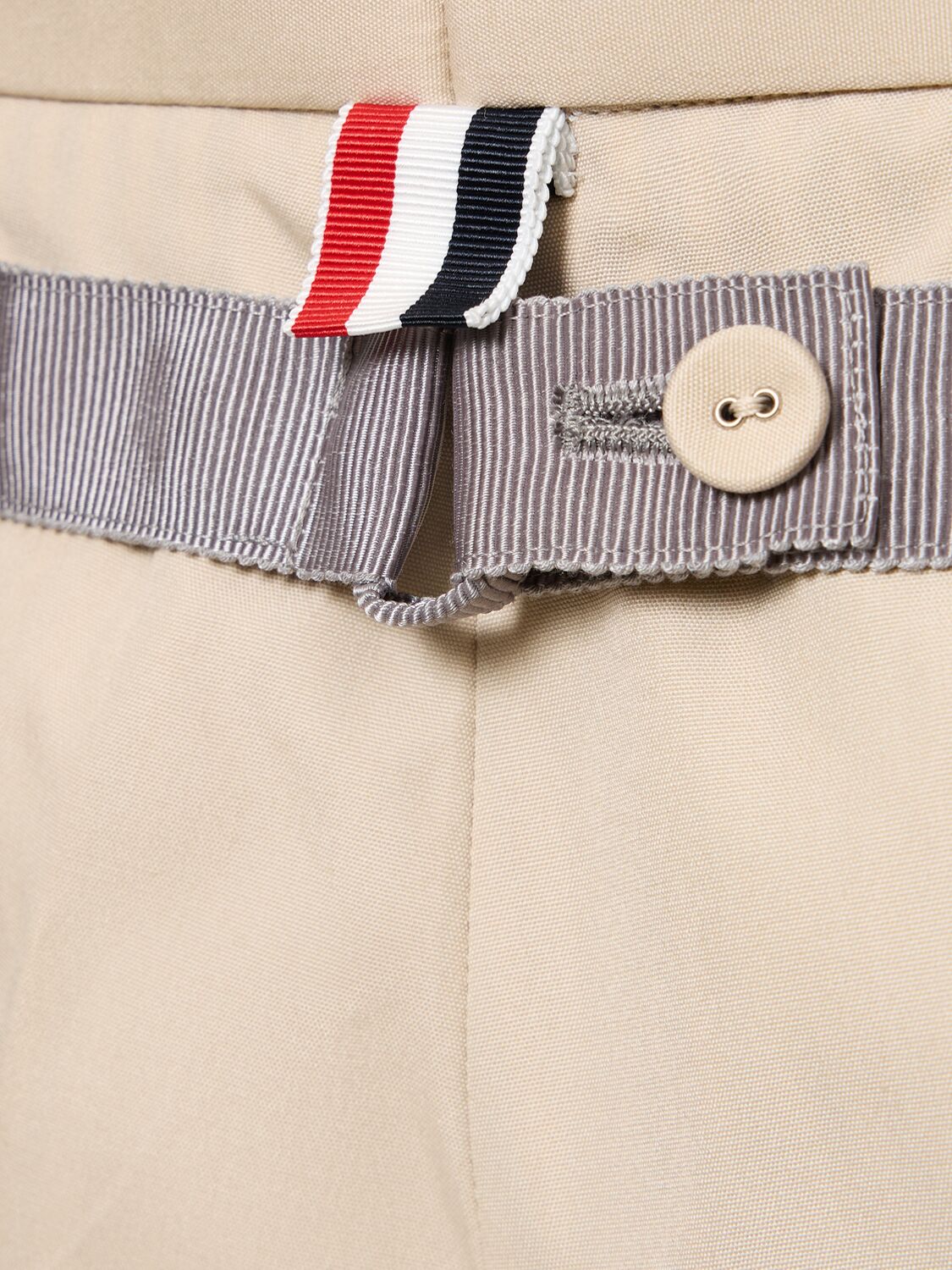 Shop Thom Browne Cotton Blend Backstrap Pants In Khaki