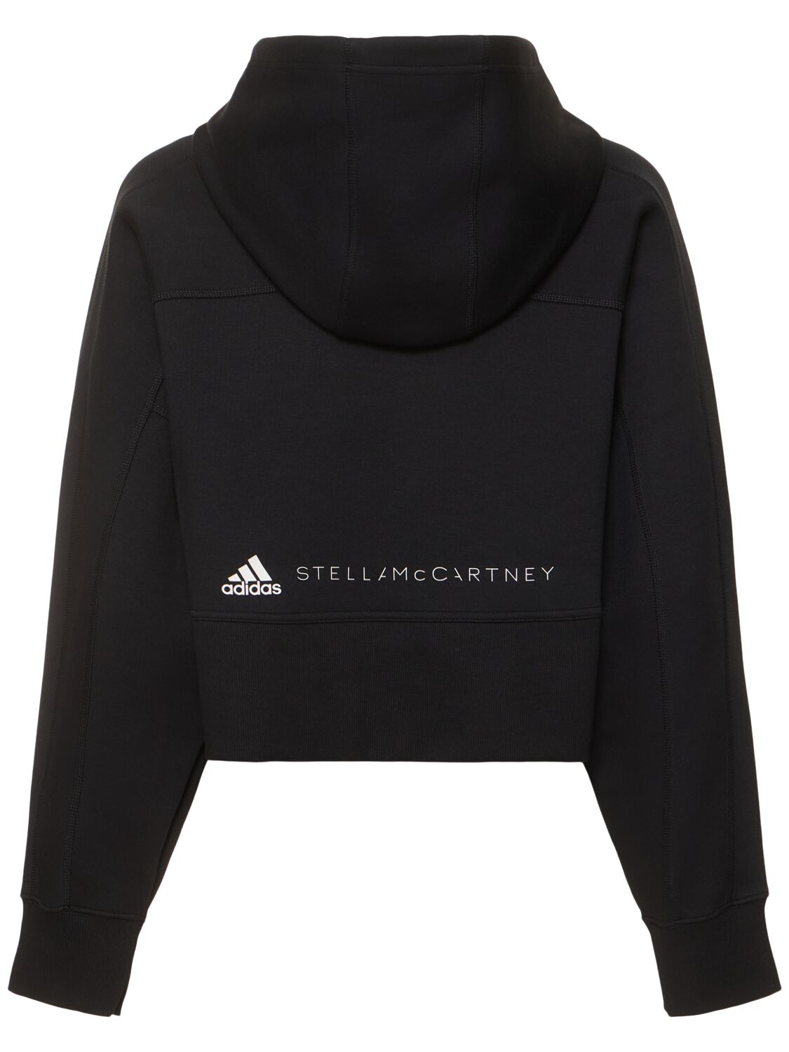 Shop Adidas By Stella Mccartney Sportswear Cropped Hoodie In Black