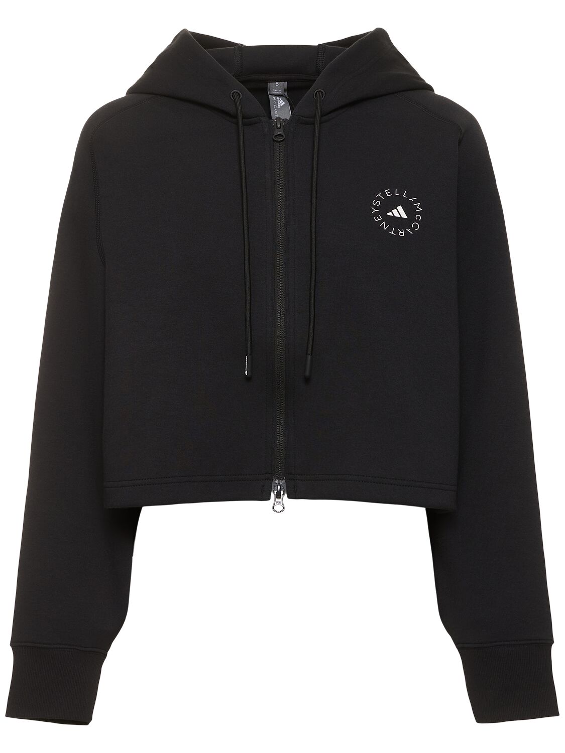 Shop Adidas By Stella Mccartney Sportswear Cropped Hoodie In Black