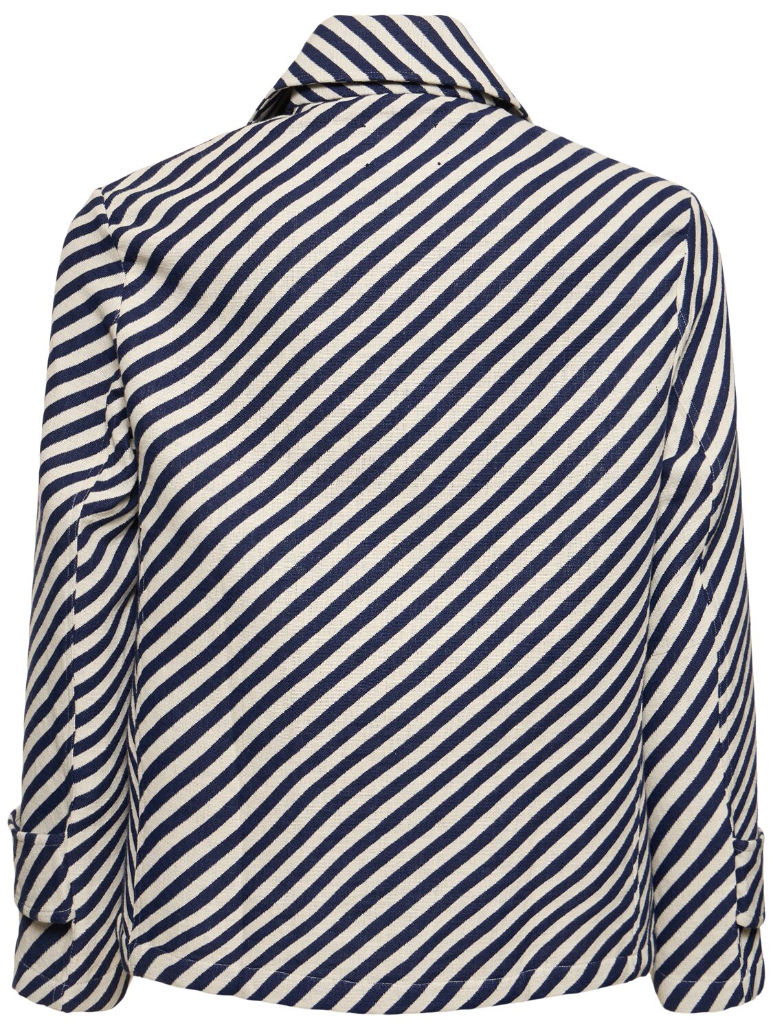 Shop Harago Diagonal Stripe Cotton Coach Jacket In White,navy