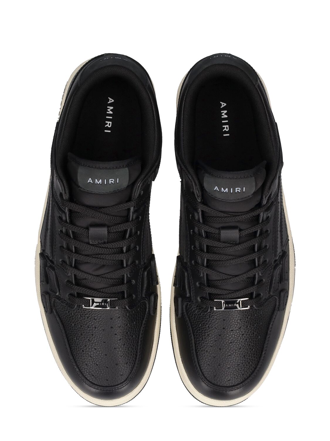 Shop Amiri Skel Top Leather Low Top Sneakers In Black