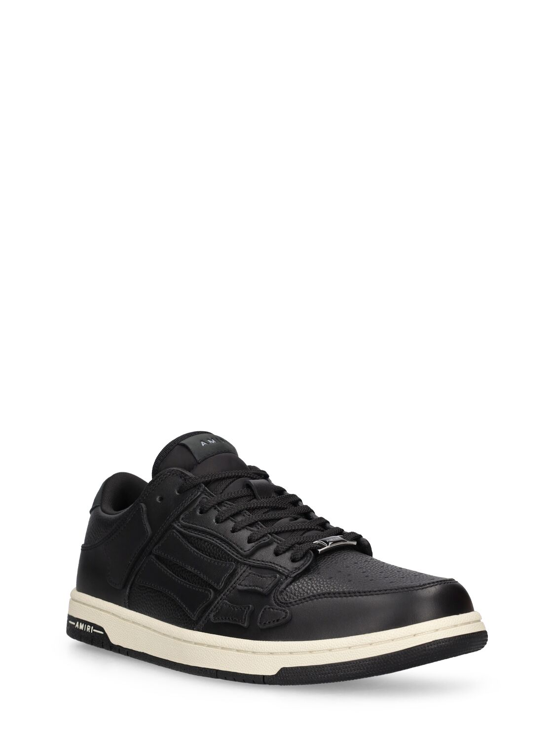 Shop Amiri Skel Top Leather Low Top Sneakers In Black