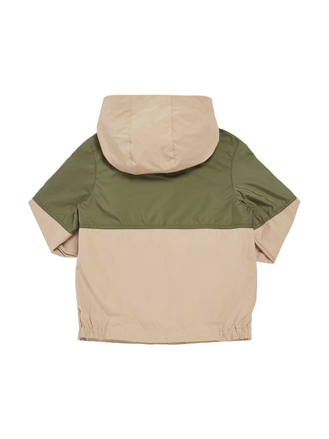 Shop Moncler Joly Logo Nylon Rainwear Jacket In Green,beige