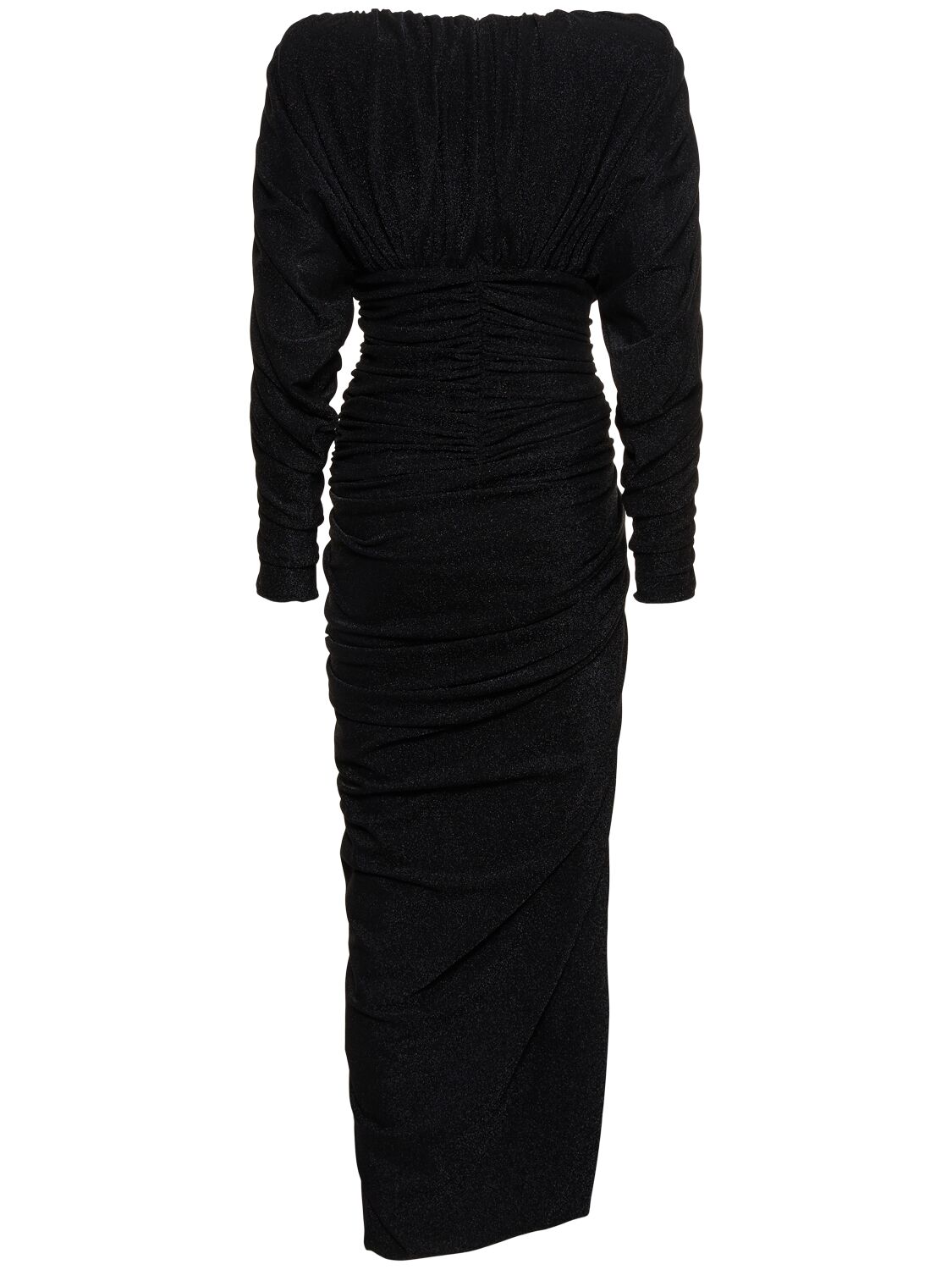 Shop Alexandre Vauthier Draped Lurex Jersey Long Dress In Black