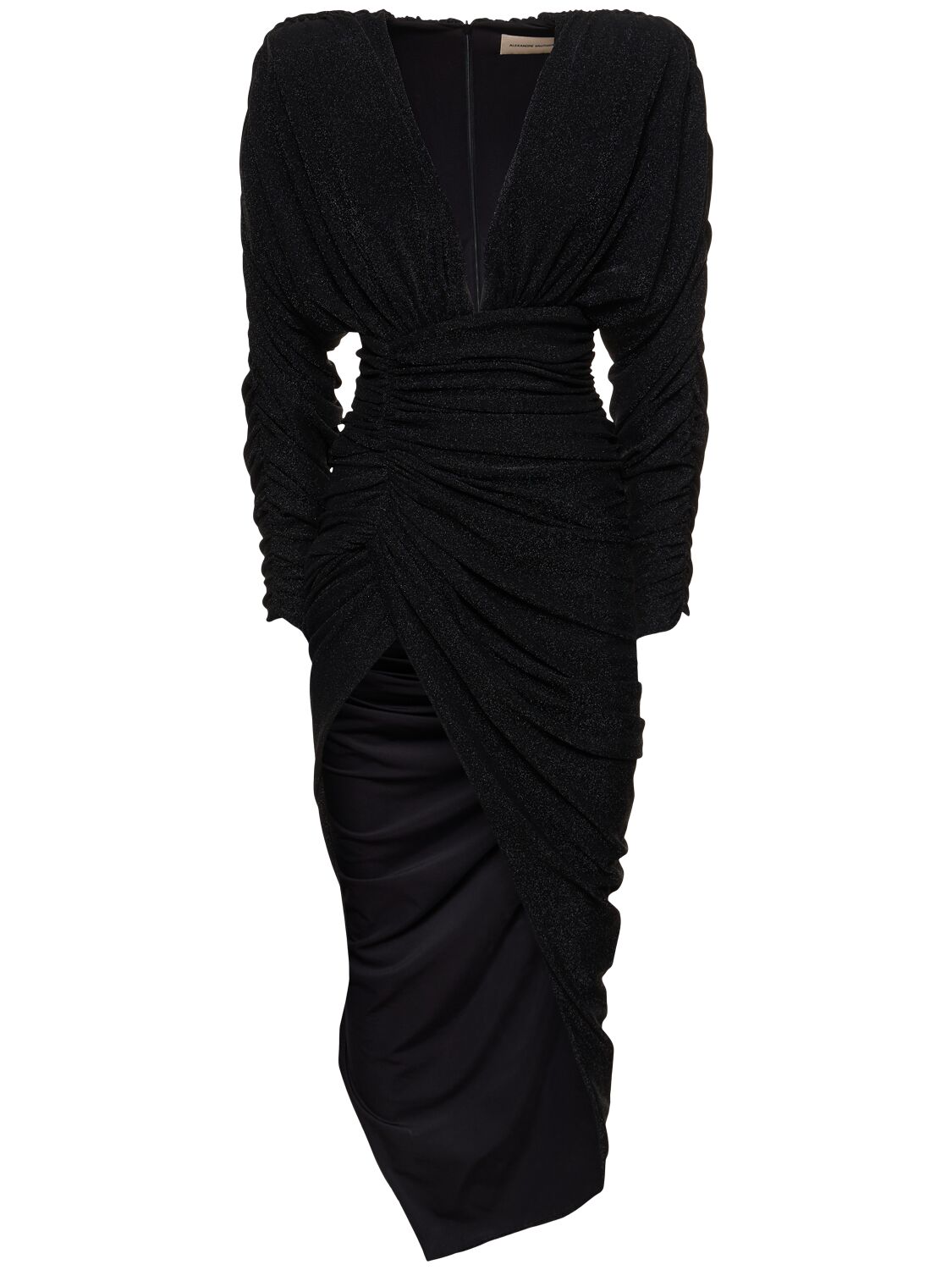 Alexandre Vauthier Draped Lurex Jersey Long Dress In Black