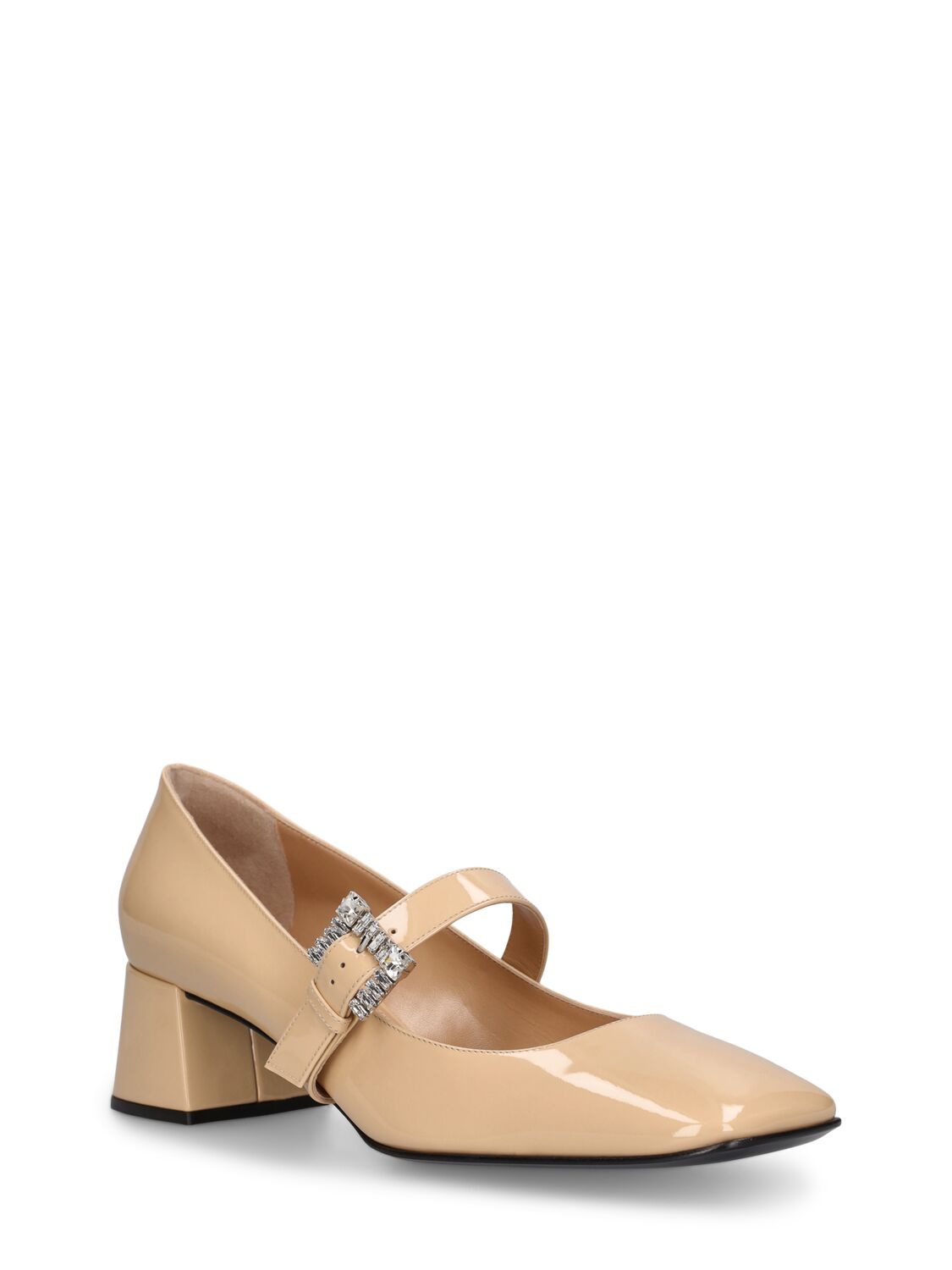Shop Sergio Rossi 45mm Patent Leather Pumps In Nude