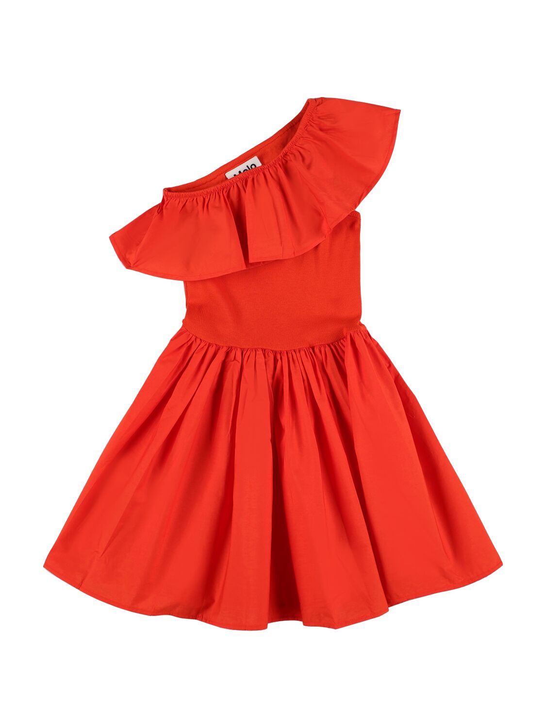 Molo Kids' Cotton Jersey & Poplin Dress In Red