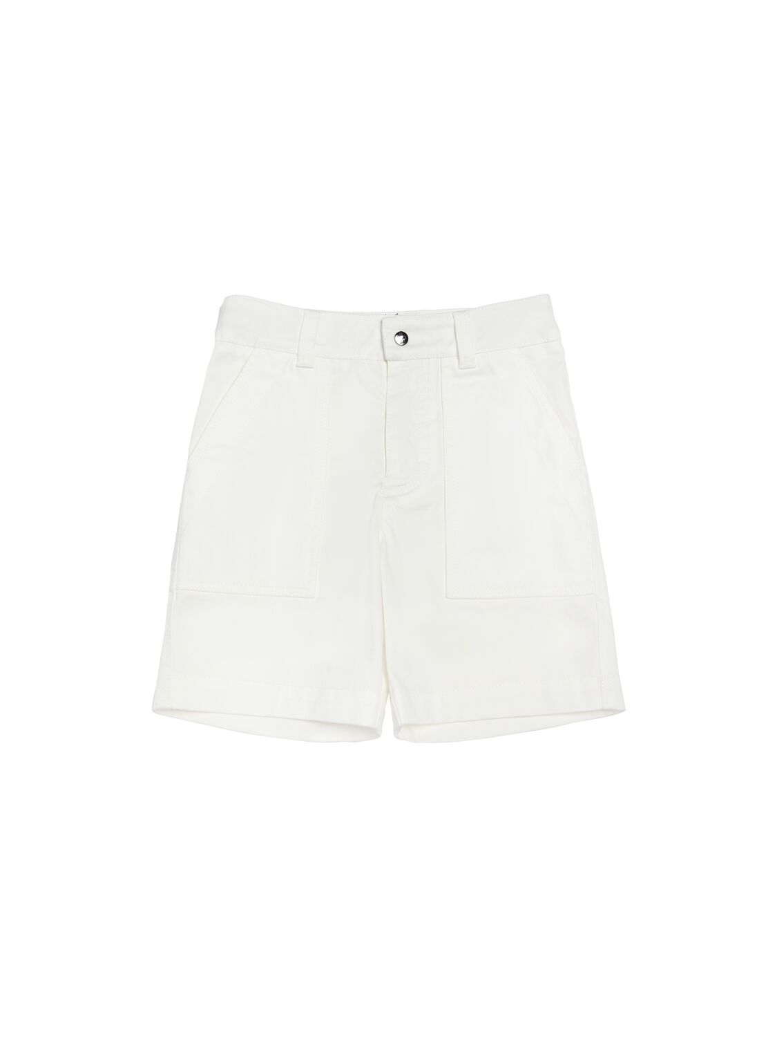 Moncler Kids' Stretch Cotton Gabardine Shorts In White