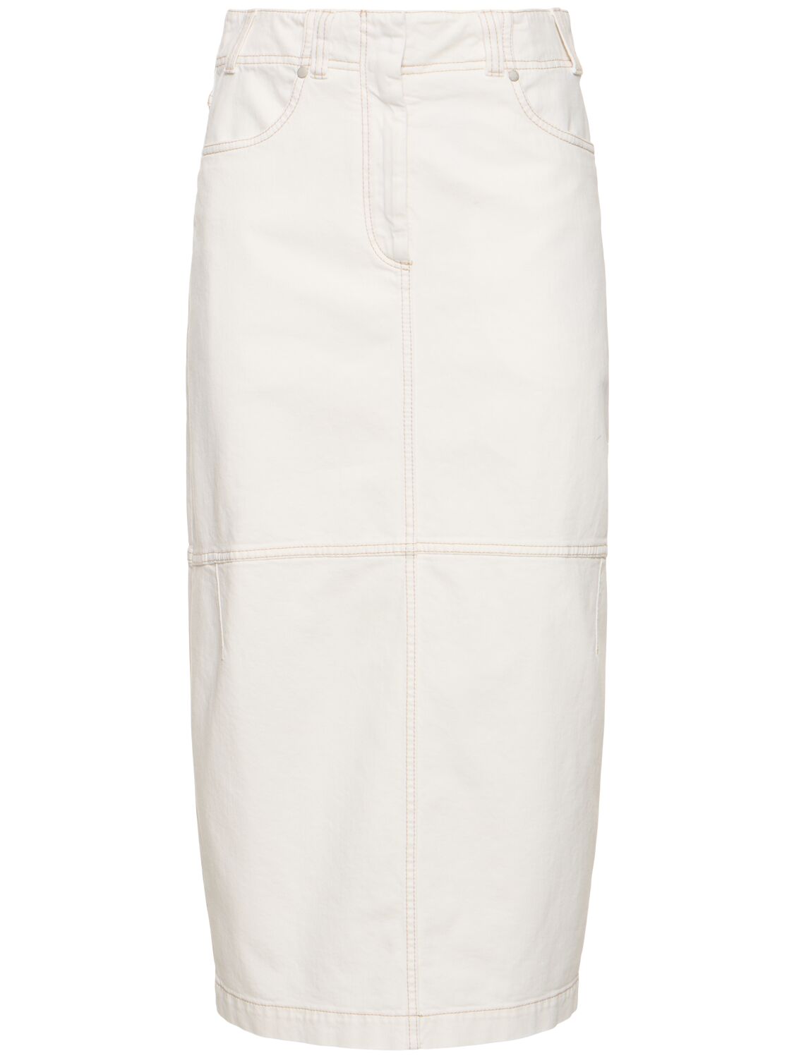 Brunello Cucinelli Cotton Bull Midi Skirt In White