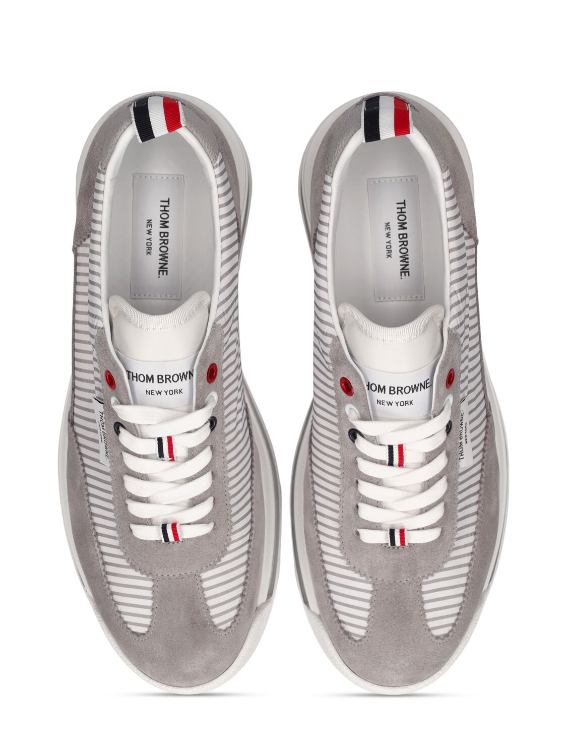 Shop Thom Browne Tech Runner Seersucker Low Top Sneakers In Med Grey