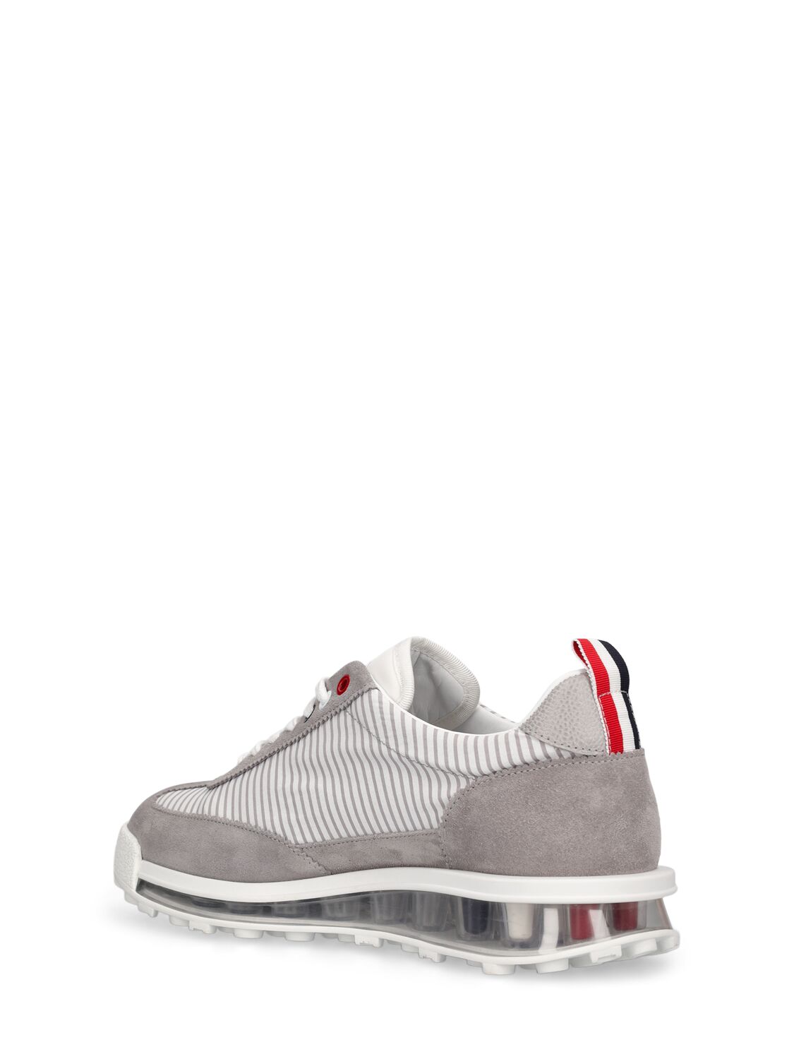 Shop Thom Browne Tech Runner Seersucker Low Top Sneakers In Med Grey