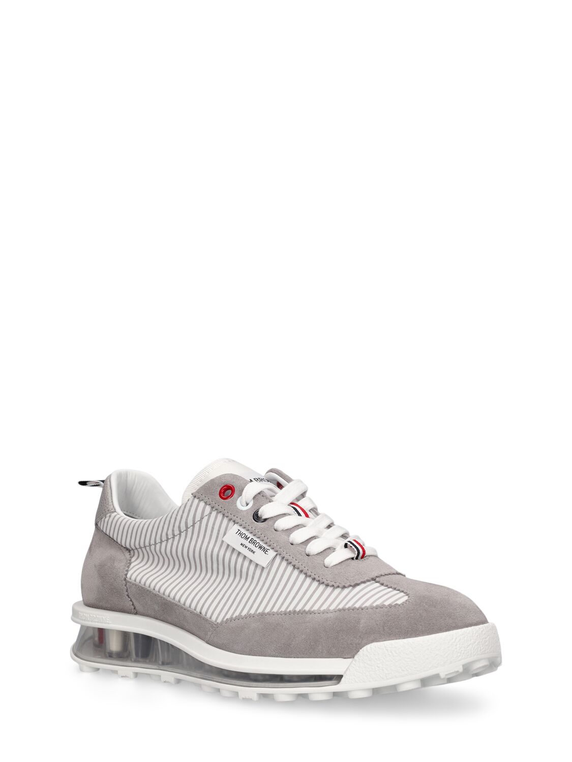 Shop Thom Browne Tech Runner Seersucker Low Top Sneakers In Med Grey