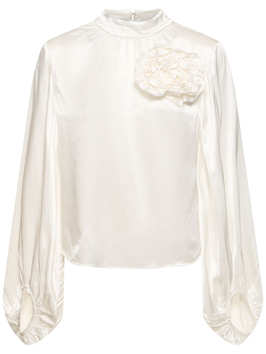 Designers Remix Lilian Viscose Blend Shirt W/ Rose In White