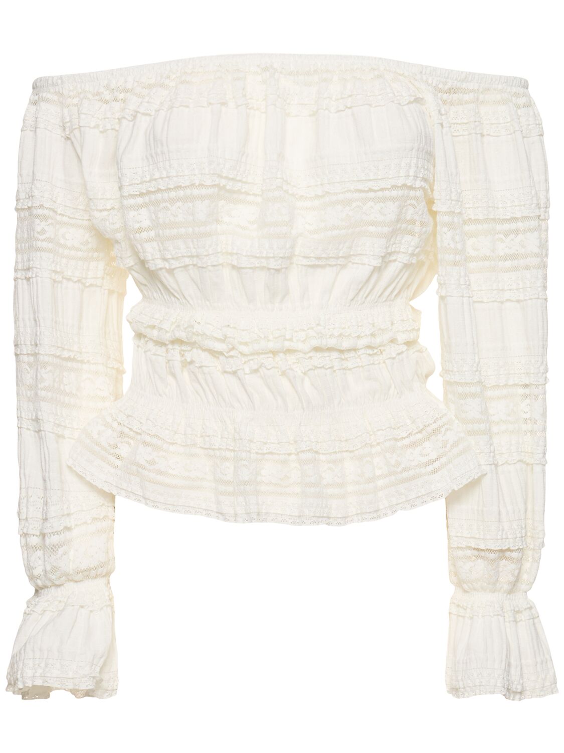 Designers Remix Avery Off-the-shoulder Lace Shirt In White