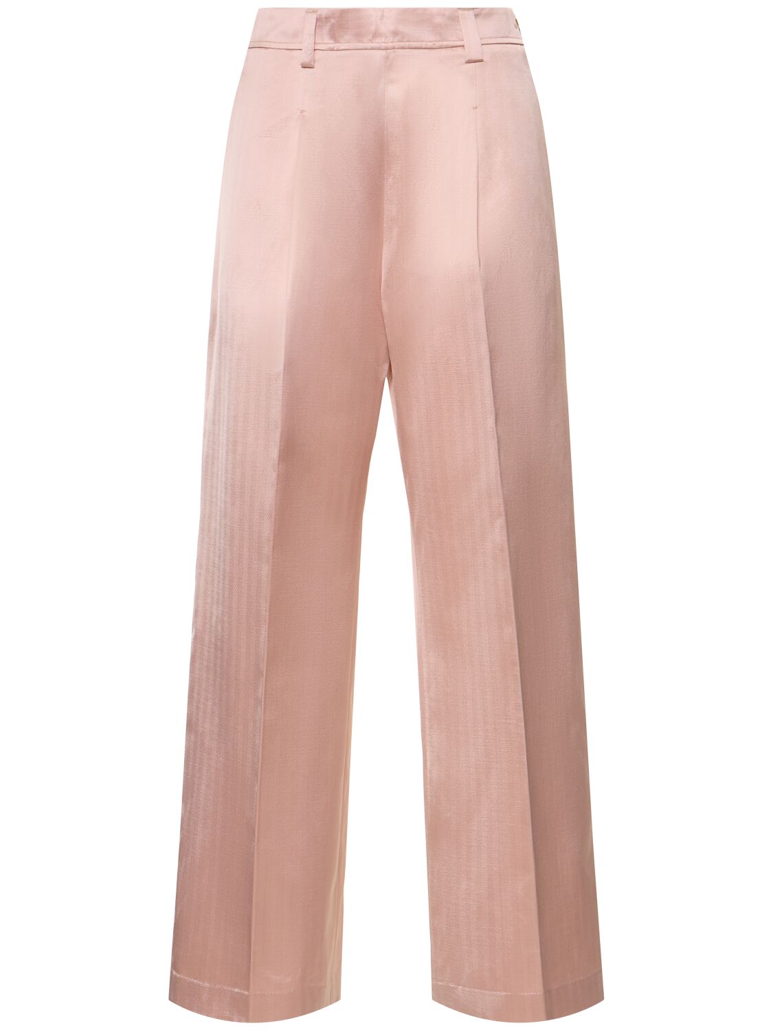 Forte Forte Chic Herringbone High Waist Pants In Pink