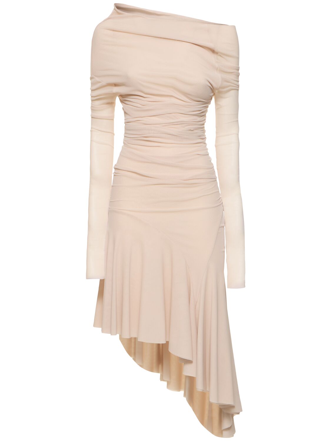 Image of Stretch Tulle Asymmetric Dress