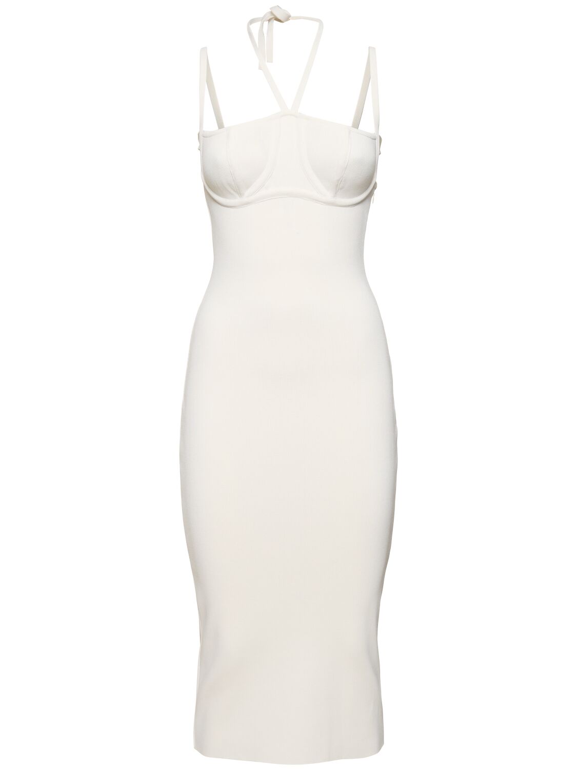 Andreädamo Stretch Knit Viscose Midi Dress In White