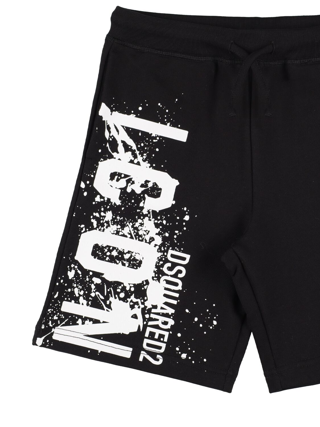 Shop Dsquared2 Printed Cotton Sweat Shorts In Black