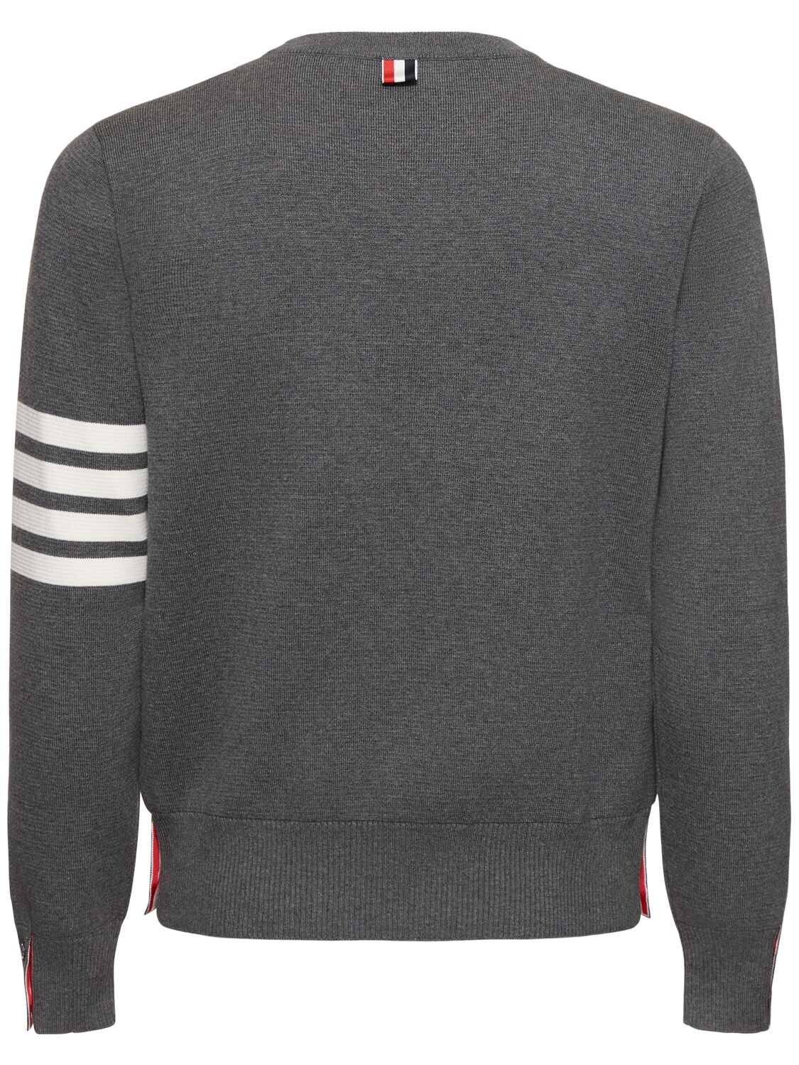Shop Thom Browne Milano Stitch Cotton Crewneck Sweater In Med Grey