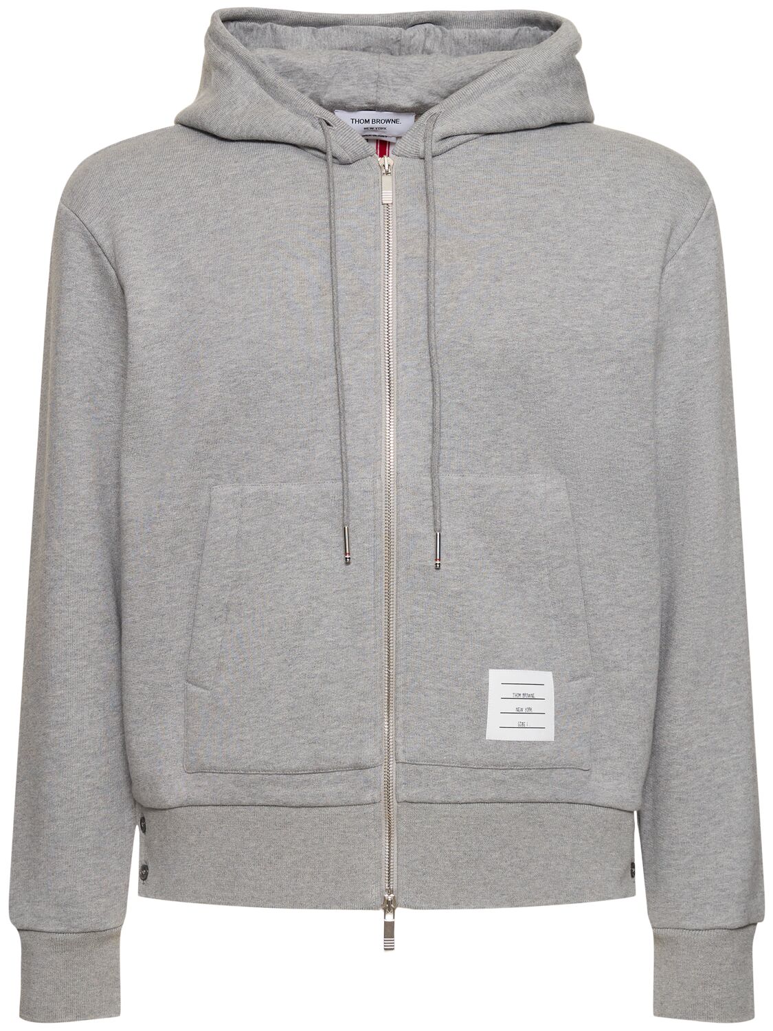 Thom Browne Zip-up Cotton Hoodie In Lt Grey