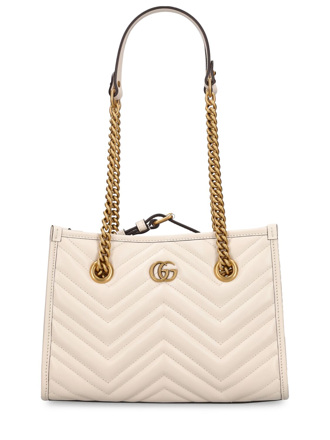 Gucci Gg Marmont Leather Tote Bag In Mystic White