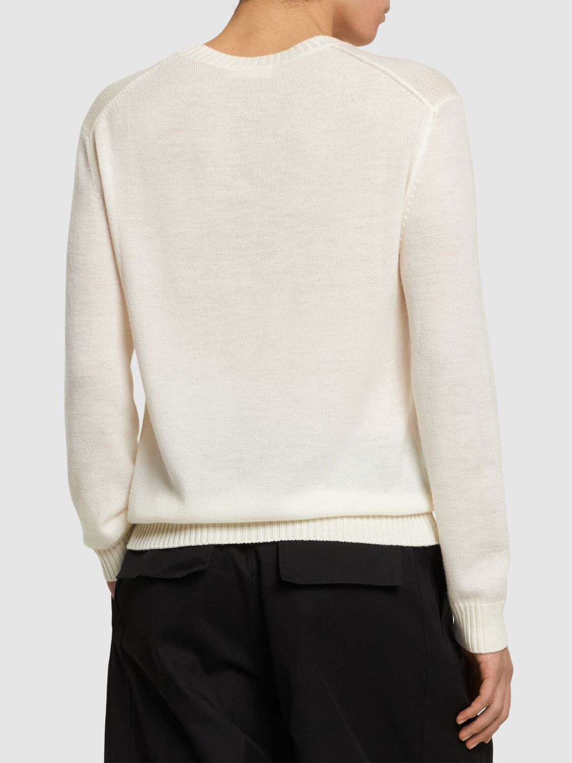Shop Jil Sander Extra Fine Knit Wool Sweater In White