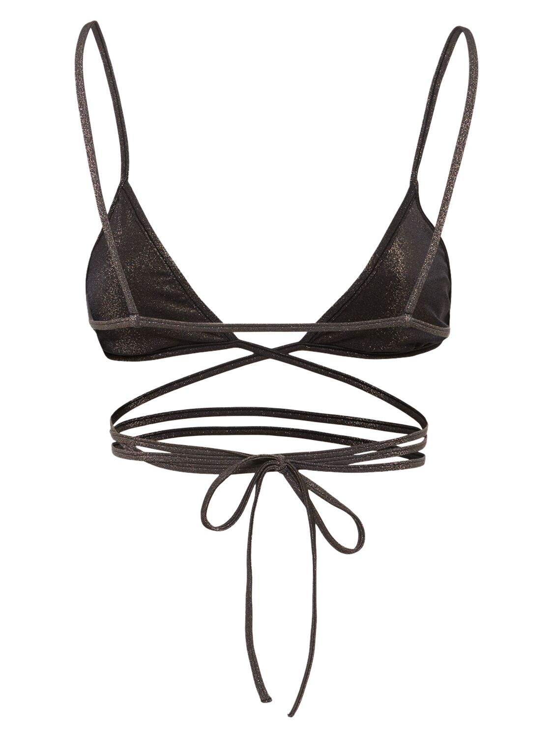 Shop Palm Angels B Lurex Criss-cross Triangle Bikini Top In 블랙,골드