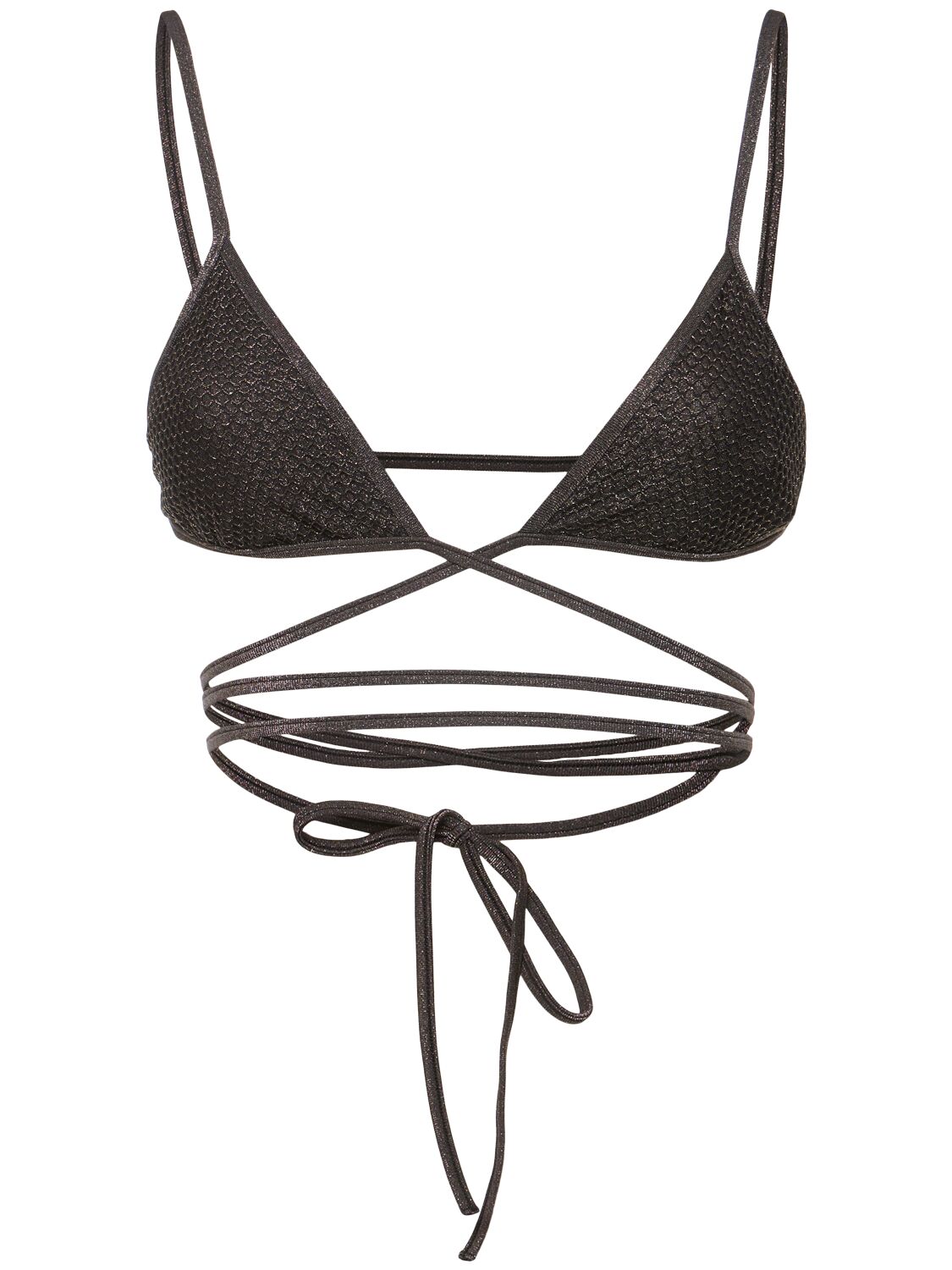 Palm Angels B Lurex Criss-cross Triangle Bikini Top In 블랙,골드