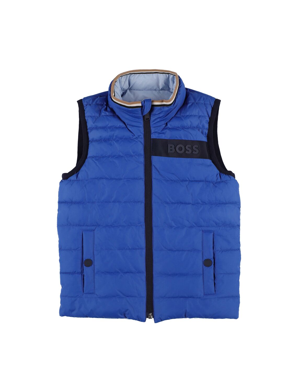 Hugo Boss Kids' Reversible Nylon Puffer Vest In Dark Blue