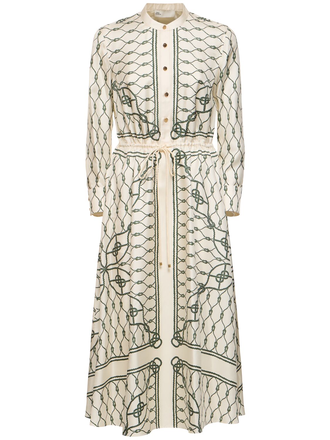 Robe Chemise Longue En Soie Imprimée - TORY BURCH - Modalova