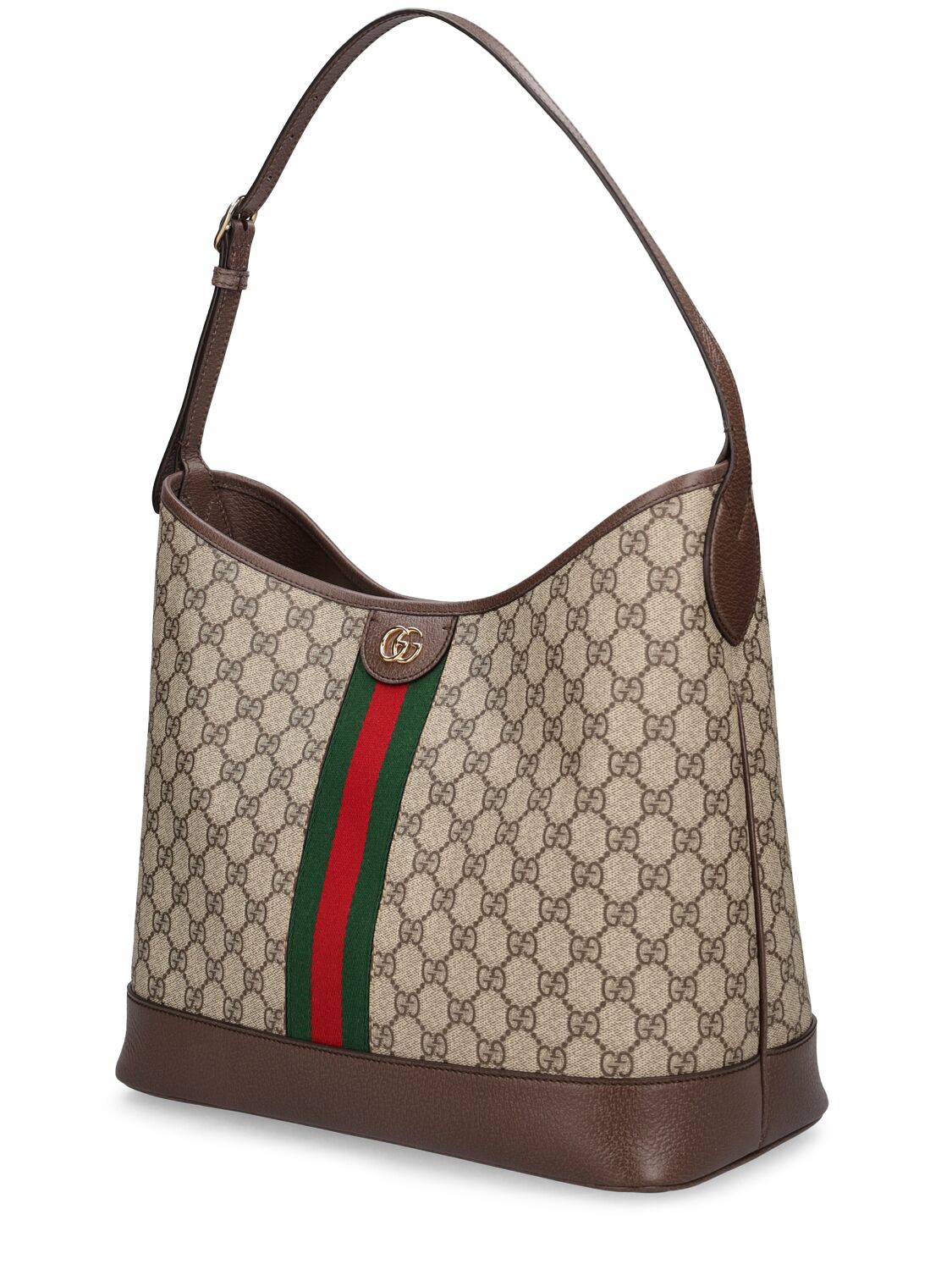 Shop Gucci Medium Ophidia Gg Canvas Shoulder Bag In Ebony