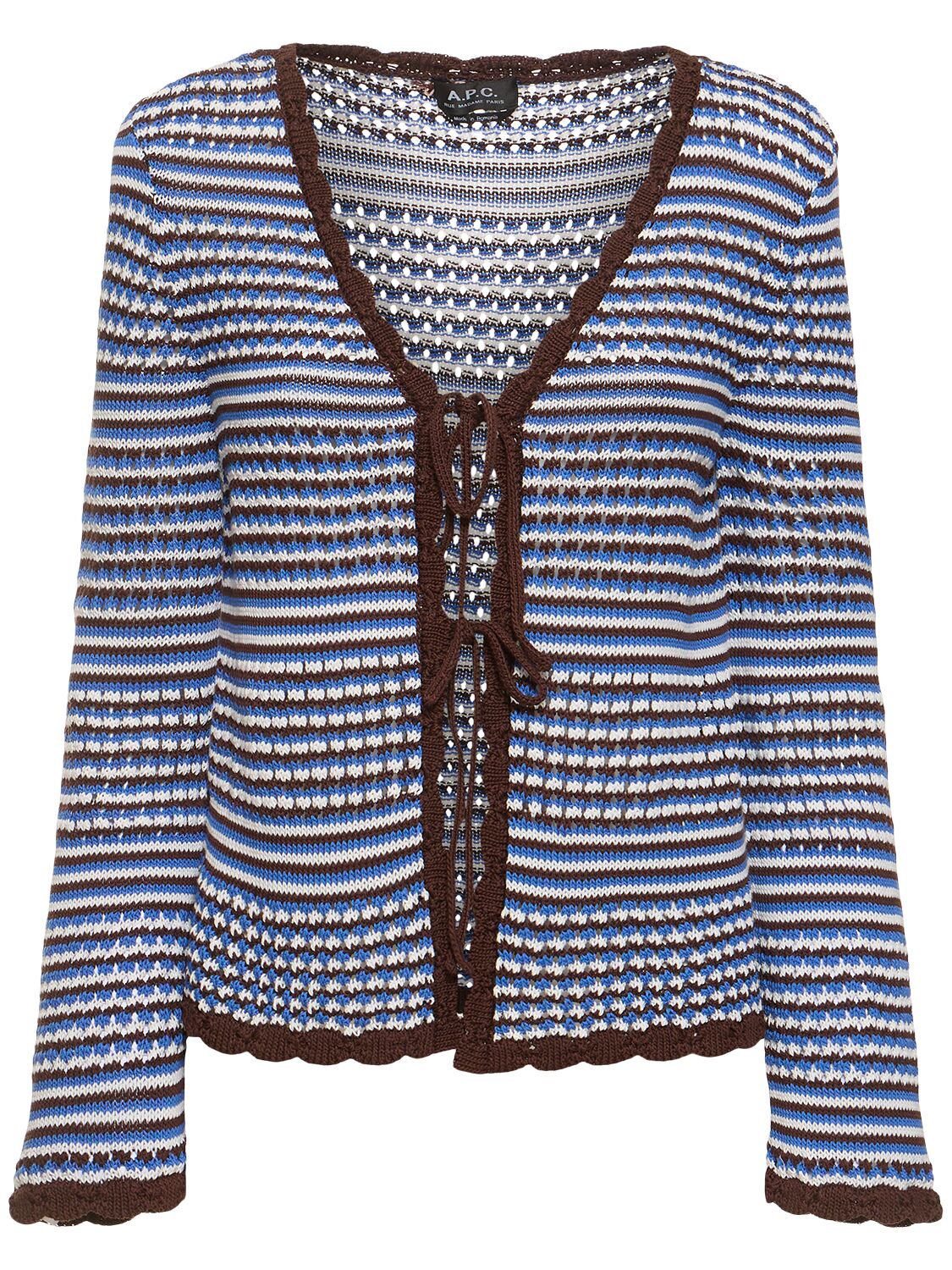 Apc Manae Cotton Knit Cardigan In Brown,multi